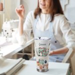 Personalized Sewing Theme Food Grade 30oz Curved Tumbler with Lid Birthday Mother's Day Gift for Mother Sewing Lover