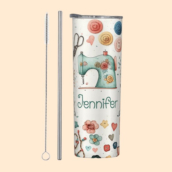 Gobelet Isotherme Personnalisé avec Nom Cadeau Anniversaire Fête pour Femme Qui Aime la Couture