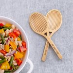 Personalised Food Grade Wooden Tennis Racket Salad Servers with Engraved Text Set of 2 Funny Gift for Tennis Lovers