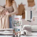 Personalized Sewing Theme Food Grade 30oz Curved Tumbler with Lid Birthday Mother's Day Gift for Mother Sewing Lover