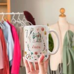 Tazza in ceramica a tema cucito personalizzata con nome Regalo di compleanno per la festa della mamma per la madre amante del cucito