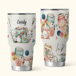 Gobelet avec Couvercle Paille Coupe Personnalisée avec Nom Cadeau d'Anniversaire pour Amateur de la Couture