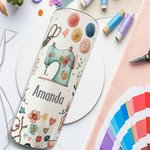 Personalisierte Nähen Thema Food Grade 20oz Skinny Tumbler mit Deckel und Stroh Reinigung Bürste Geburtstag Muttertag Geschenk für Mutter Nähen Liebha