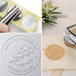 Personalised Christmas Santa Claus Reindeer Design Book Embosser Hand Held Embosser Embossing Stamp with Name Christmas Gift for Book Lovers Family