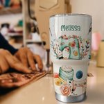 Gobelet avec Couvercle Paille Coupe Personnalisée avec Nom Cadeau d'Anniversaire pour Amateur de la Couture