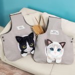 Sac de rangement personnalisé en toile pour laine crochetée avec pochette détachable pour chat mignon Cadeau pour les amateurs de tricot