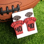 Personalized Handmade 3D Football Jersey Clay Earrings with Number Sterling Silver Post Birthday Game Day Gift for Football Fans Football Mom