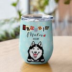 Henkilökohtainen Trouble Maker Pet Portrait 12oz Wine Tumbler Syntymäpäivälahja lemmikkieläinten ystäville
