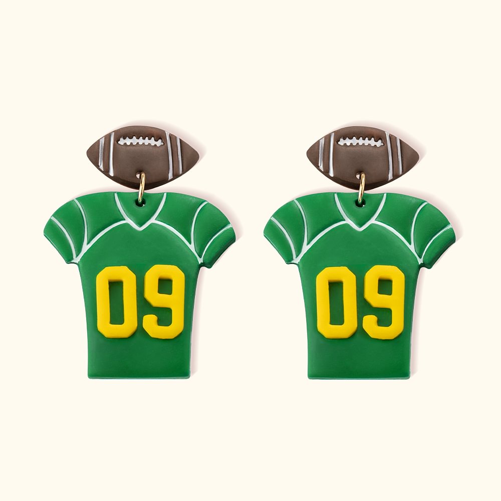 Boucles d'Oreille en Argile 3D Personnalisées avec Numéro de Maillot de Rugby Cadeau d'Anniversaire pour Fans de Rugby