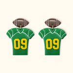 Personalized Handmade 3D Football Jersey Clay Earrings with Number Sterling Silver Post Birthday Game Day Gift for Football Fans Football Mom