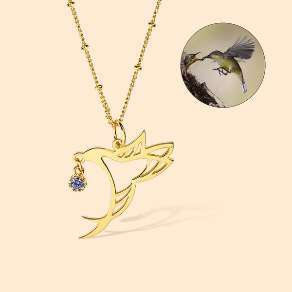 Personalisierte Kolibri Birthstone Halskette mit Perlen Kugelkette Geburtstag Muttertag Geschenk für Mama Oma