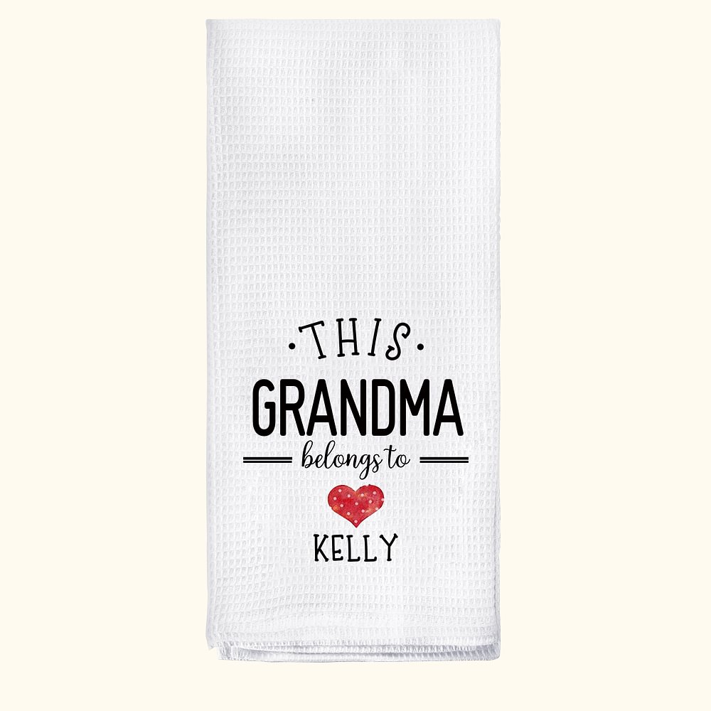 Serviette en Coton Personnalisée avec Nom et Titre Cadeau Fête Emménagement pour Maman Grand-Mère Amoureuse de Cuisine