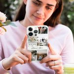Coque pour iPhone Personnalisée avec Nom Date et 6 Photos Cadeau Anniversaire Saint-Valentin pour Couples