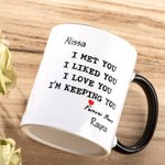 Personalized Couple Cartoon Image  I Love You Mug with Black Handle Valentine's Day Gift for Couple