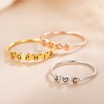 Personalised Dainty Initials Stacking Ring in Silver Women's Day Birthday Anniversary Gift for Her