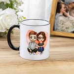 Personalized Couple Cartoon Image  I Love You Mug with Black Handle Valentine's Day Gift for Couple
