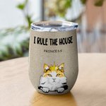 Verre à vin personnalisé avec paille 12oz Crown Cat Dog Coffee Cup Birthday Gift for Pet Lover Owner