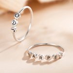 Personalised Dainty Initials Stacking Ring in Silver Women's Day Birthday Anniversary Gift for Her