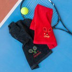 Personalized Embroidered Sport Tennis Name Towel with Tennis Racket Gift for Tennis Player Coach Tennis Lovers