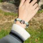 Pulsera personalizada de cuentas de turquesa blanca Amazonita hecha a mano con dije de retrato de mascota Regalo de cumpleaños para los amantes de las mascotas