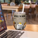 Verre à vin personnalisé avec paille 12oz Crown Cat Dog Coffee Cup Birthday Gift for Pet Lover Owner