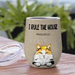 Verre à vin personnalisé avec paille 12oz Crown Cat Dog Coffee Cup Birthday Gift for Pet Lover Owner
