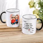 Personalized Couple Cartoon Image  I Love You Mug with Black Handle Valentine's Day Gift for Couple