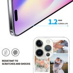 Coque pour iPhone Personnalisée avec Nom Date et 6 Photos Cadeau Anniversaire Saint-Valentin pour Couples