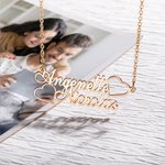 Gepersonaliseerde Twee Naam Ketting met Twee Liefdes Harten Moederdag Verjaardag Valentijnsdag Cadeau voor Vrouwen Meisjes