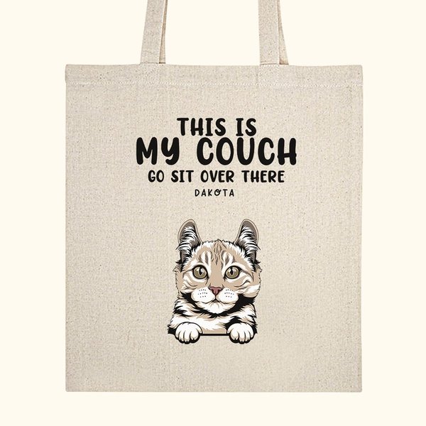 Bolsa de tela personalizada This Is My Couch Go Sit Over There con bolsillo grande abierto Regalo para amantes de las mascotas