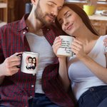 Personalized Couple Cartoon Image  I Love You Mug with Black Handle Valentine's Day Gift for Couple
