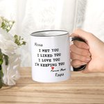 Personalized Couple Cartoon Image  I Love You Mug with Black Handle Valentine's Day Gift for Couple