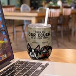Personalised This Is Our Couch Wine Tumbler with Straw 12oz Cute Cat Dog Cup Birthday Gift for Pet Lover Owner