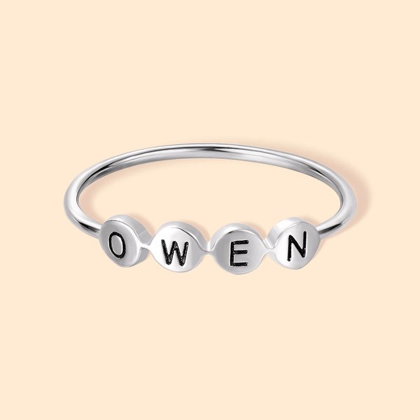Dainty Initials Stacking Ring in Silver for Her