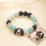 Pulsera personalizada de cuentas de turquesa blanca Amazonita hecha a mano con dije de retrato de mascota Regalo de cumpleaños para los amantes de las mascotas