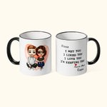 Personalized Couple Cartoon Image  I Love You Mug with Black Handle Valentine's Day Gift for Couple