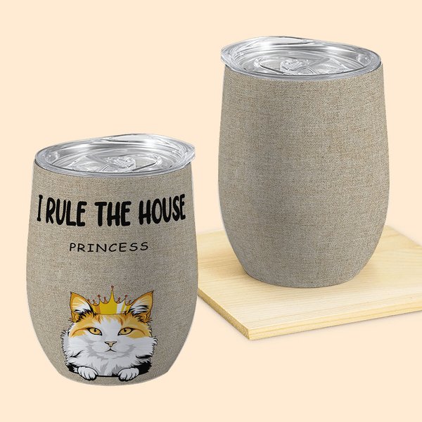 Verre à vin personnalisé avec paille 12oz Crown Cat Dog Coffee Cup Birthday Gift for Pet Lover Owner