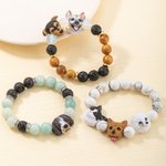 Pulsera personalizada de cuentas de turquesa blanca Amazonita hecha a mano con dije de retrato de mascota Regalo de cumpleaños para los amantes de las mascotas