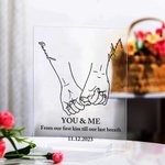 Gepersonaliseerde Handen Houden Lijn Kunst Acryl Plaque Valentijnsdag Verjaardagscadeau Home Decoratie voor Koppel