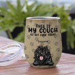 Personalised This Is Our Couch Wine Tumbler with Straw 12oz Cute Cat Dog Cup Birthday Gift for Pet Lover Owner