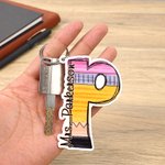 Personalised Graffiti Pencil Apple Style Acrylic Keychain with Initial and Name