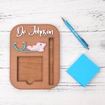 Personalized Stethoscope Design Sticky Note Wooden Holder with Pen Slot Appreciation Graduation Gift for Nurse Doctor Medical Worker