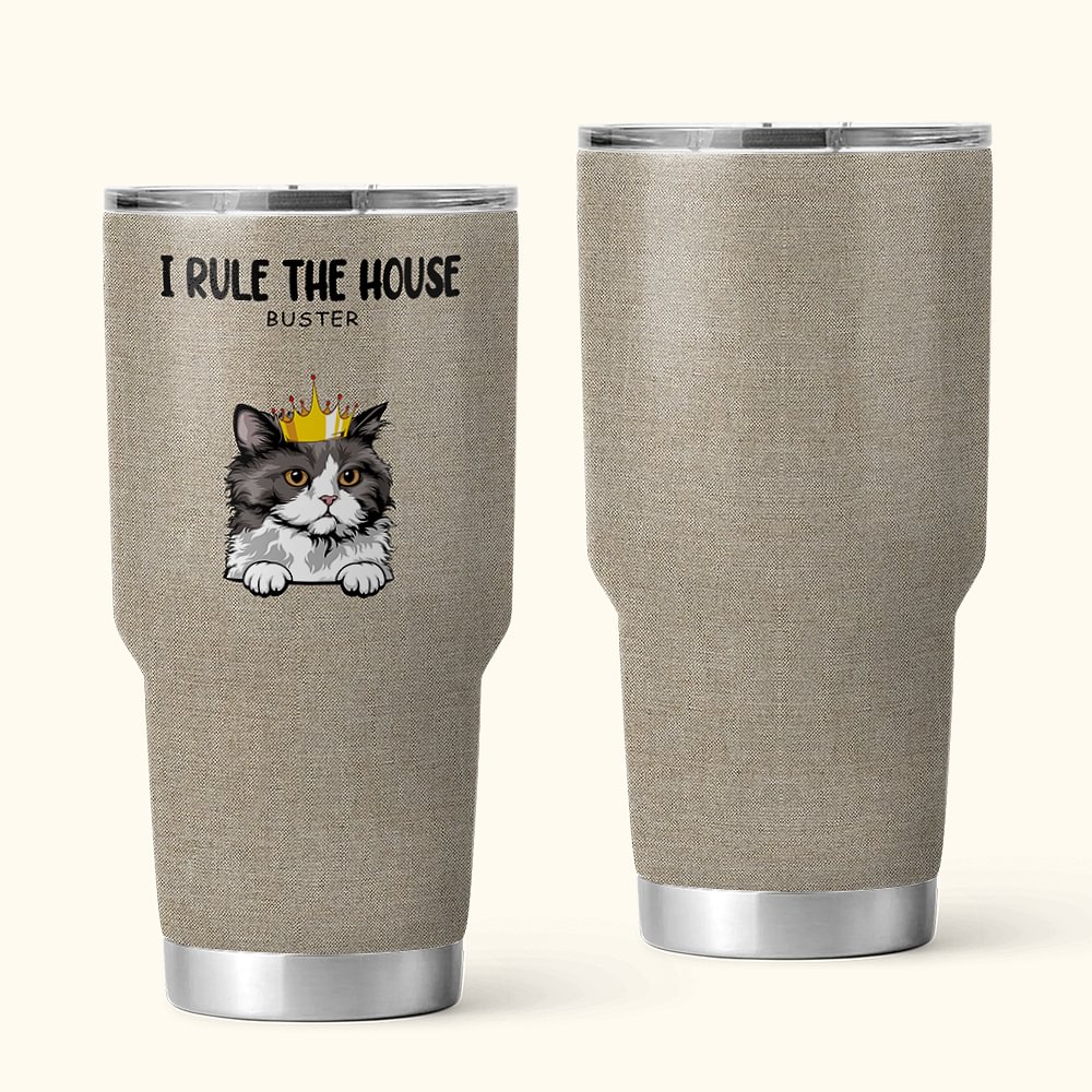 Personnalisé : Pet Rule This House 30oz Tumbler Drinks with Name Birthday Gift for Pet Lover (Cadeau d'anniversaire pour l'amoureux des animaux)