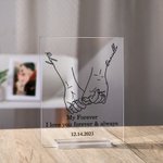 Gepersonaliseerde Handen Houden Lijn Kunst Acryl Plaque Valentijnsdag Verjaardagscadeau Home Decoratie voor Koppel