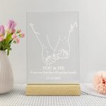 Luz nocturna LED con base de madera Personalizada Holding Hands with Love Decoración romántica para el hogar Regalo de San Valentín Aniversario para pareja