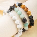 Pulsera personalizada de cuentas de turquesa blanca Amazonita hecha a mano con dije de retrato de mascota Regalo de cumpleaños para los amantes de las mascotas