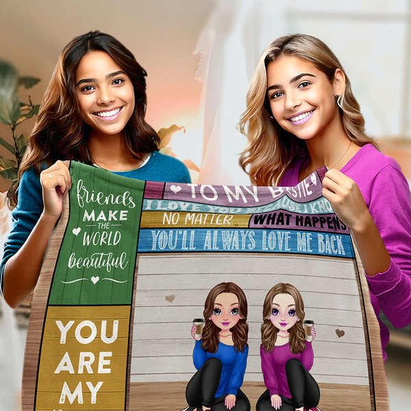 Manta personalizada Besties Make The World Beautiful Colorful Trendy Super Soft Regalo de cumpleaños para Besties Sisters