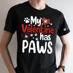 Personalised My Valentine Has Paws T-Shirt Hoodie Sweatshirt with Pet Names Valentine's Day Gift for Pet Lover