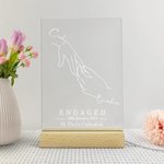 Intercambio de Anillos Personalizado LED Luz de Noche con Base de Madera Decoración Romántica para el Hogar Día de San Valentín Regalo de Compromiso para Pareja