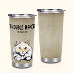 Gepersonaliseerde Leuke Hond Kat Trouble Maker 20oz Tumbler voor Huisdierliefhebber